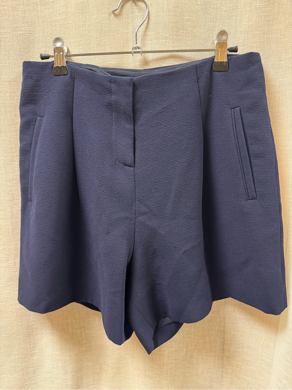 Badgley Mischka Navy Tailored High-Rise Bermuda Shorts